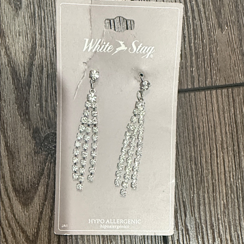 White Stag Sparkling Silver Earrings
